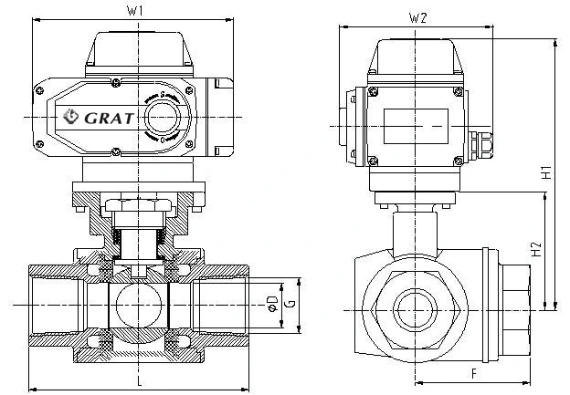 Ce Certified Stainless Steel 3 Way Electric Actuated Ball Valve