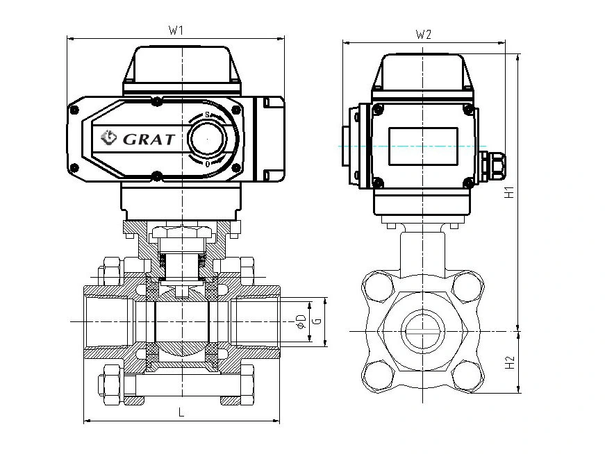 Stainless Steel ISO 5211 High Pad Electricity Driven Ball Valve
