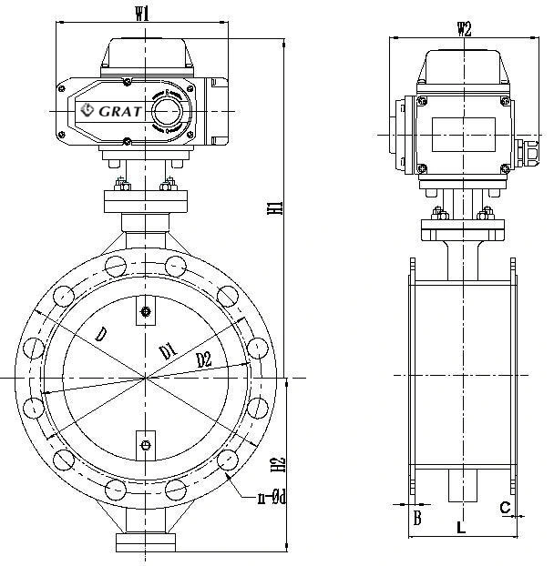 Electric Stainless Steel Ventilation Butterfly Valve