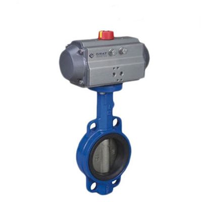 DN300 Pn16 Pneumatic Butterfly Valve 스테인리스 스틸 유연 철 웨이퍼 나비 밸브